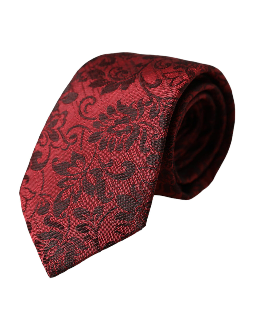 Dolce &amp;amp; Gabbana Röd Blommig Brokad Siden Justerbar Herrslips
