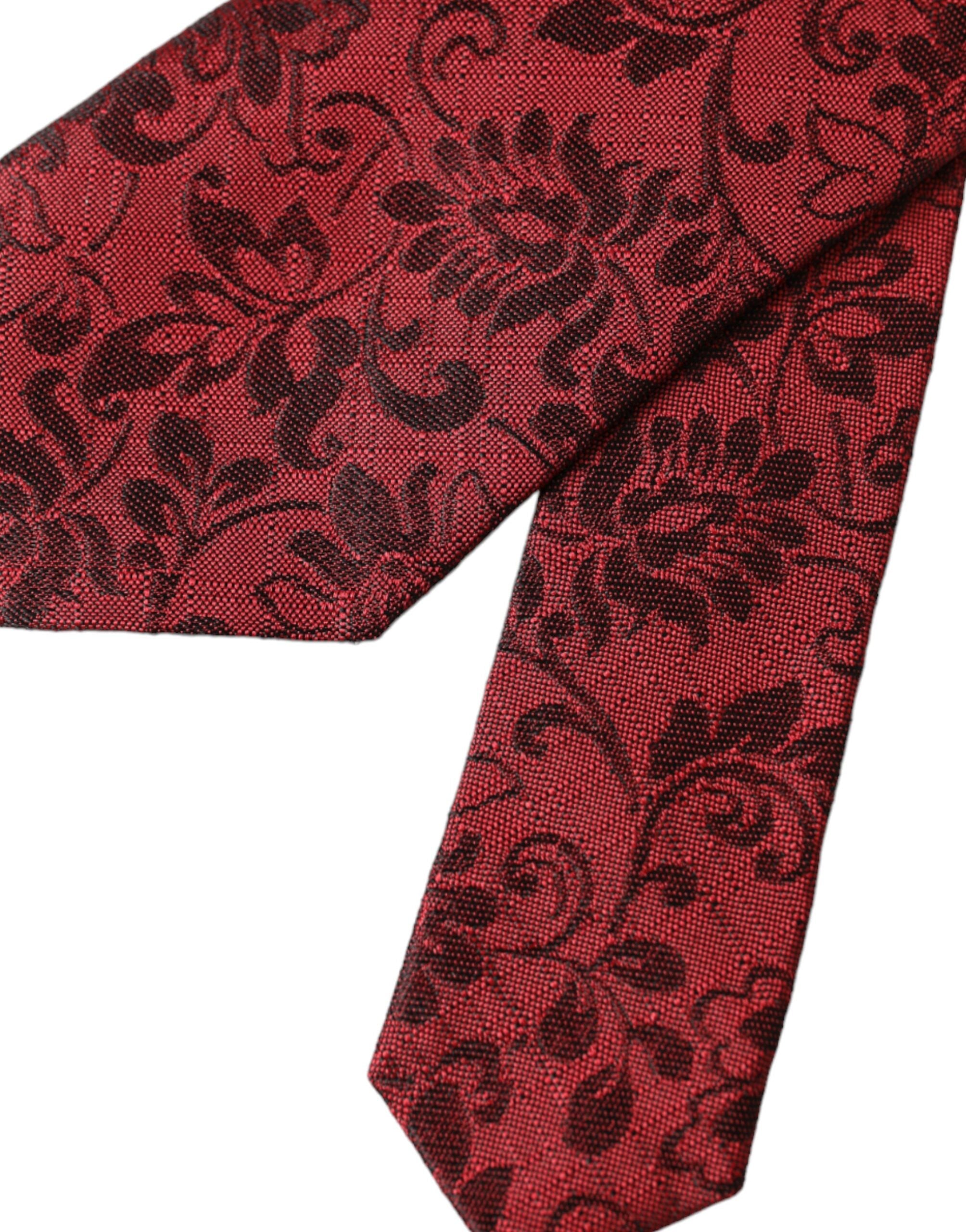 Dolce &amp;amp; Gabbana Röd Blommig Brokad Siden Justerbar Herrslips