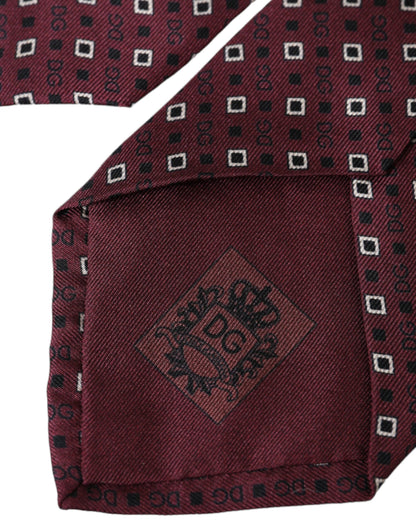 Dolce &amp;amp; Gabbana Maroon Siden Märkeslogotyp Justerbar Herrslips