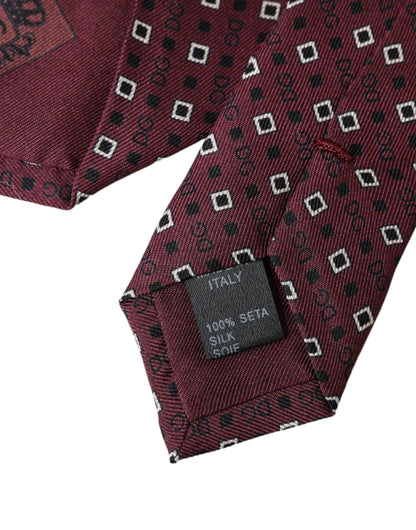 Dolce &amp;amp; Gabbana Maroon Siden Märkeslogotyp Justerbar Herrslips