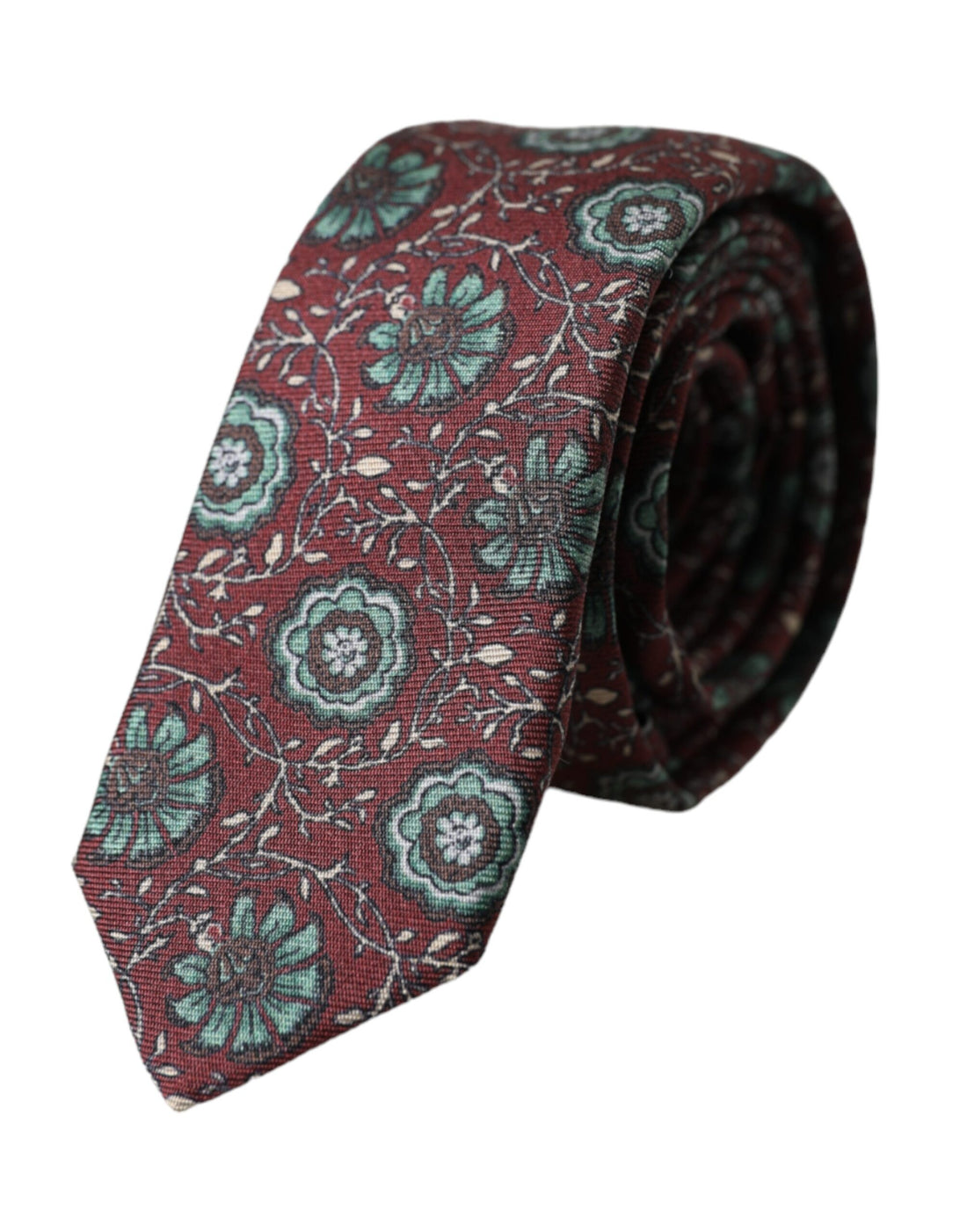 Dolce &amp;amp; Gabbana Rödbrun Blommig 100% Siden Justerbar Herrslips