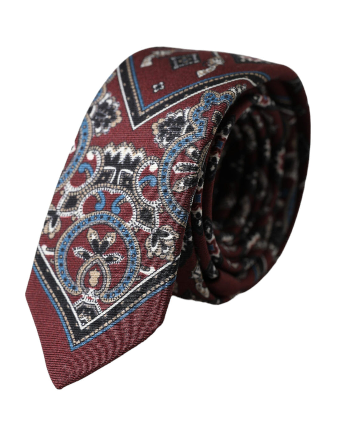 Dolce &amp;amp; Gabbana Bordeaux Mönstrad Justerbar Slips Herr 100% Siden