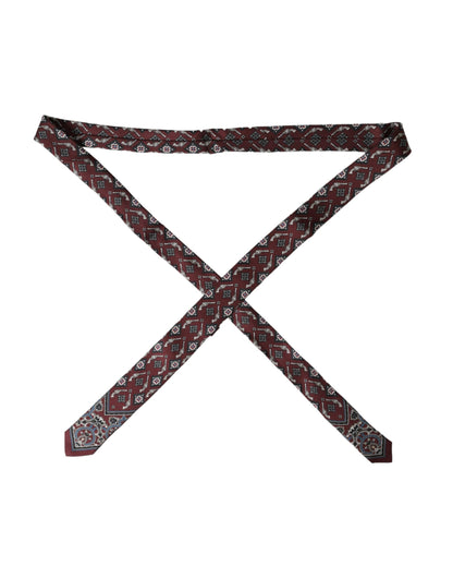 Dolce &amp;amp; Gabbana Bordeaux Mönstrad Justerbar Slips Herr 100% Siden