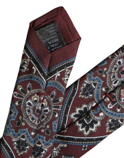 Dolce &amp;amp; Gabbana Bordeaux Mönstrad Justerbar Slips Herr 100% Siden