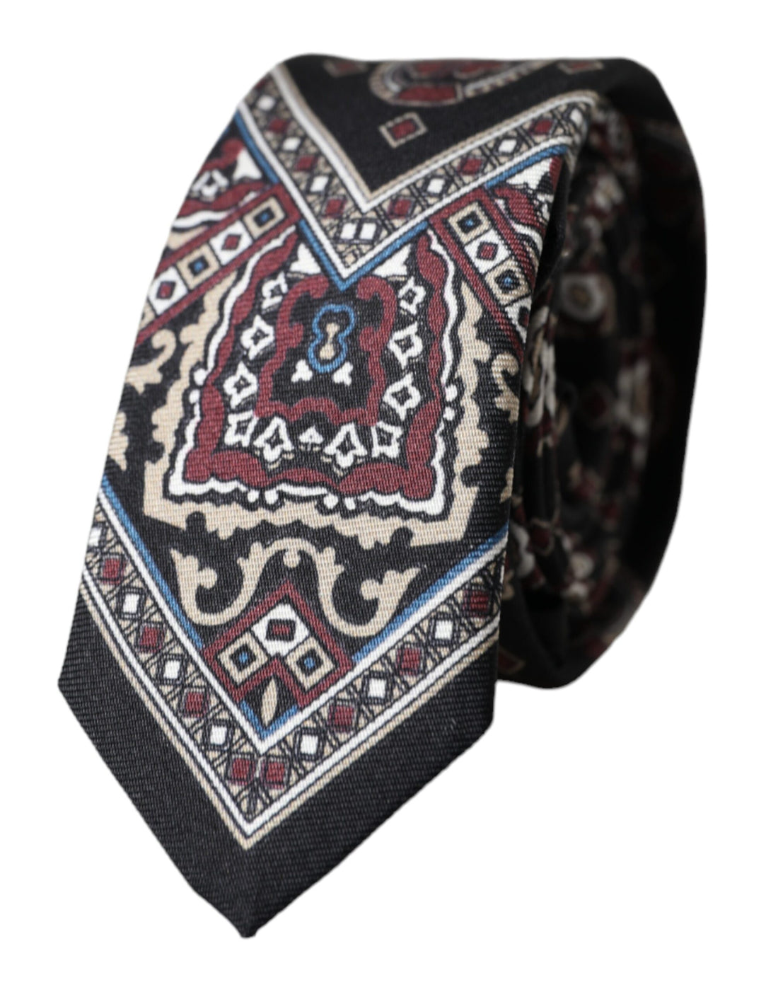 Dolce &amp;amp; Gabbana Svart Tryckt Justerbar Slips Herr 100% Siden