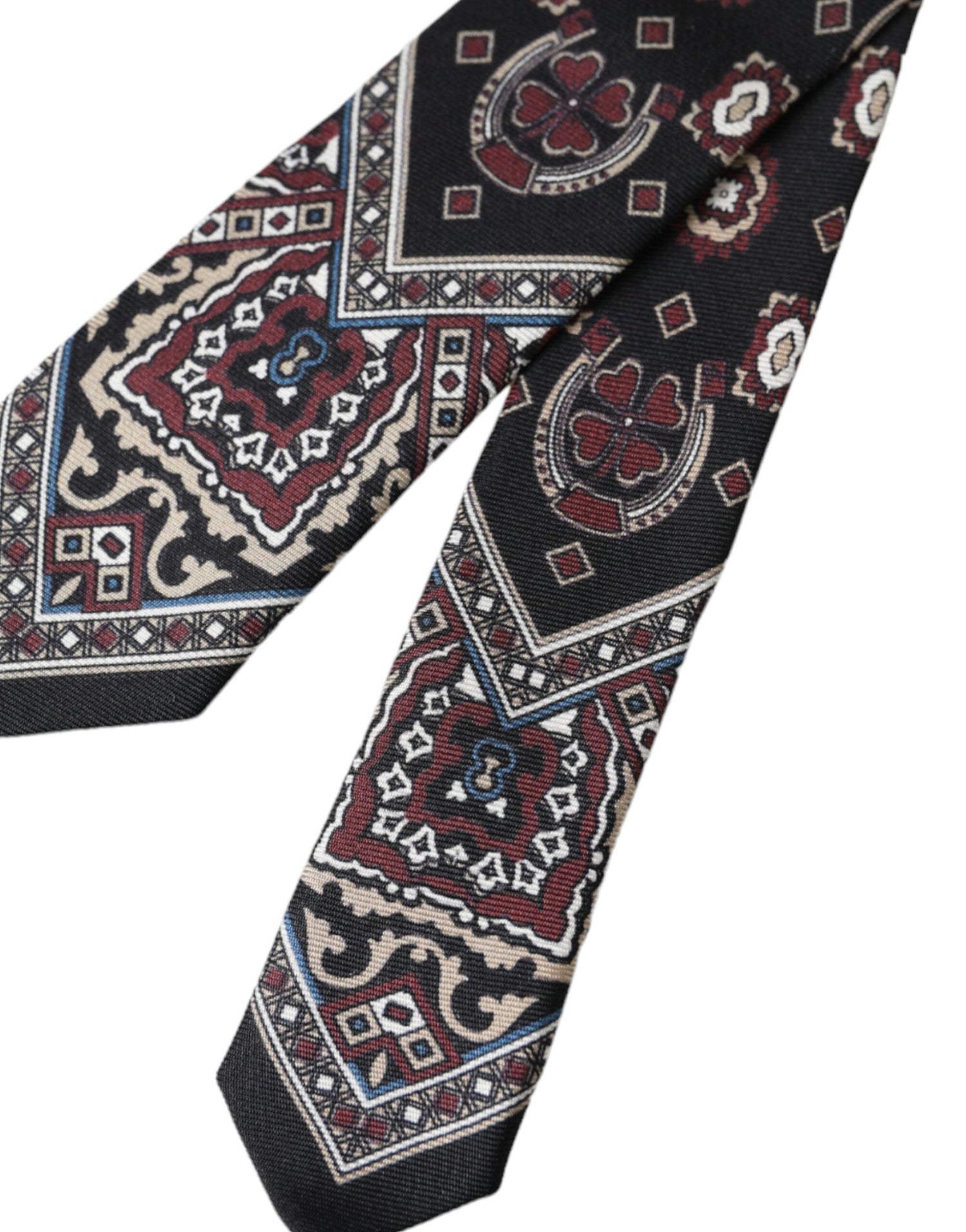 Dolce &amp;amp; Gabbana Svart Tryckt Justerbar Slips Herr 100% Siden