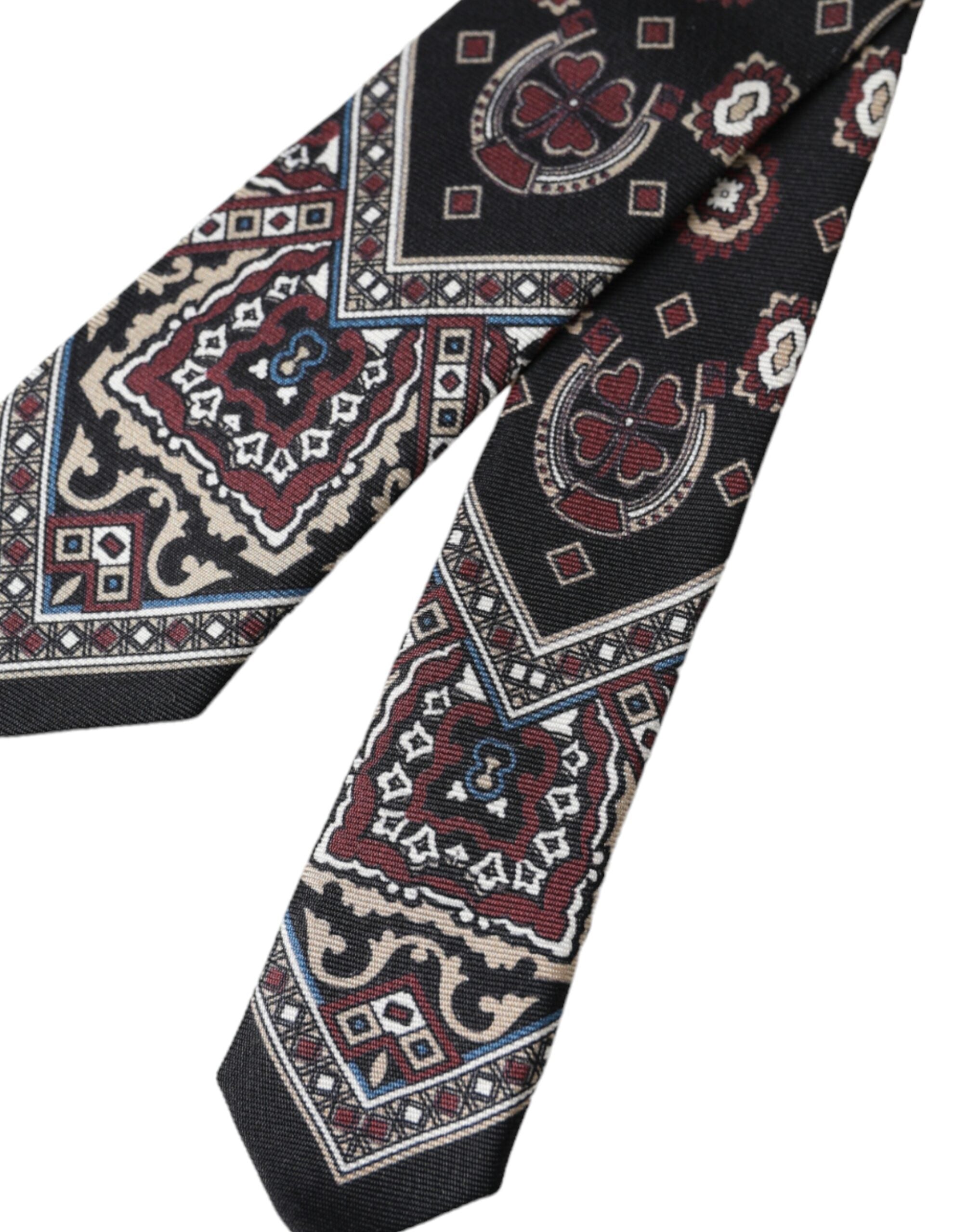 Dolce &amp;amp; Gabbana Svart Tryckt Justerbar Slips Herr 100% Siden
