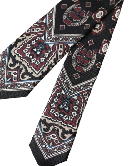 Dolce &amp;amp; Gabbana Svart Tryckt Justerbar Slips Herr 100% Siden