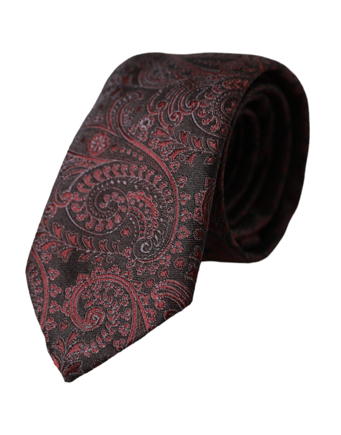 Dolce &amp;amp; Gabbana Bordeaux Mönstrad Siden Justerbar Herrslips