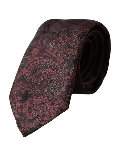 Dolce &amp;amp; Gabbana Bordeaux Mönstrad Siden Justerbar Herrslips