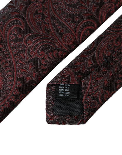 Dolce &amp;amp; Gabbana Bordeaux Mönstrad Siden Justerbar Herrslips