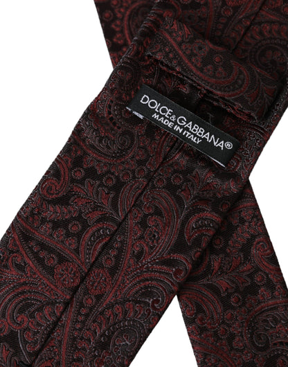 Dolce &amp;amp; Gabbana Bordeaux Mönstrad Siden Justerbar Herrslips