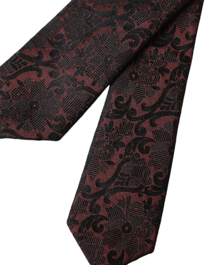 Dolce &amp;amp; Gabbana Maroon Floral Fantasy Justerbar Sidenslips Herr