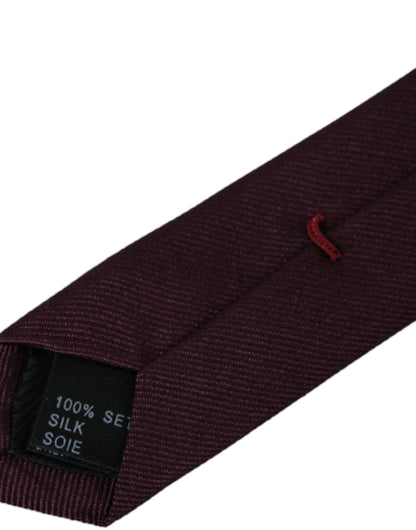 Dolce &amp;amp; Gabbana Bordeaux Enfärgad Justerbar Slips Herr I 100% Siden