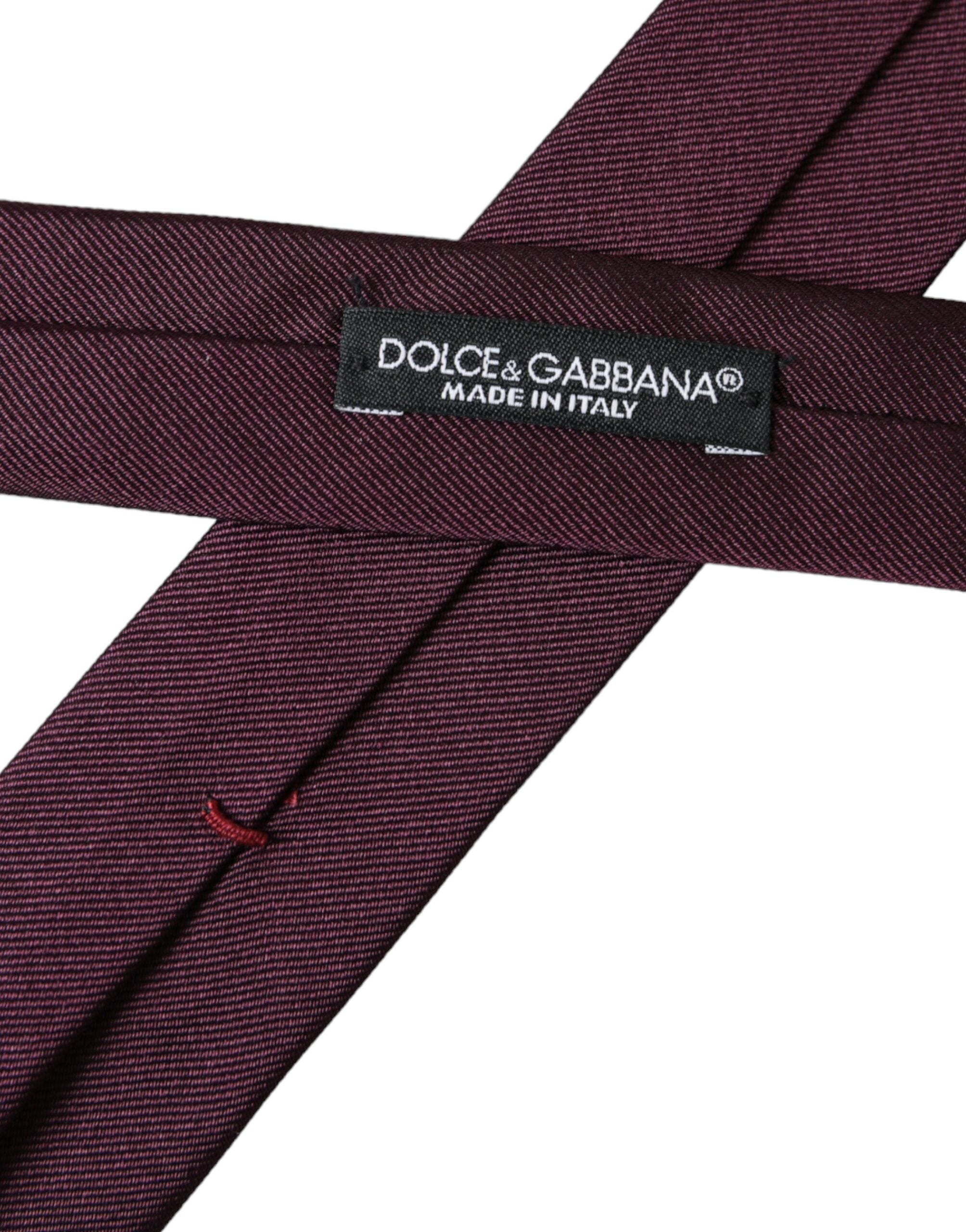Dolce &amp;amp; Gabbana Bordeaux Enfärgad Justerbar Slips Herr I 100% Siden