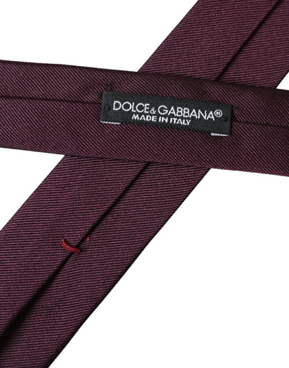 Dolce &amp;amp; Gabbana Bordeaux Enfärgad Justerbar Slips Herr I 100% Siden