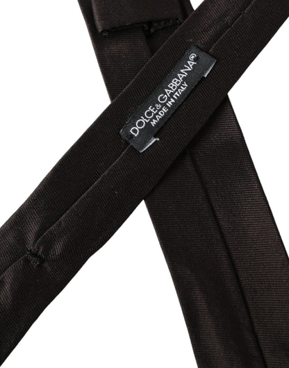 Dolce &amp;amp; Gabbana Brun Enfärgad Justerbar Slips i 100 % Siden
