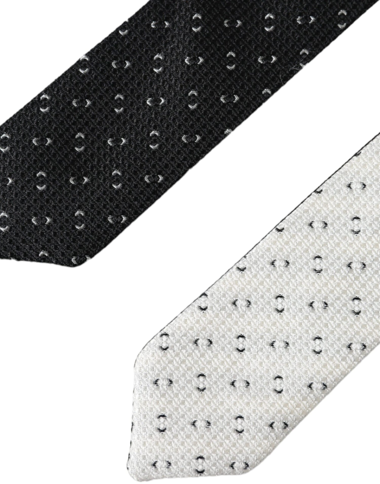 Dolce &amp; Gabbana Black White Patterned Adjustable Tie