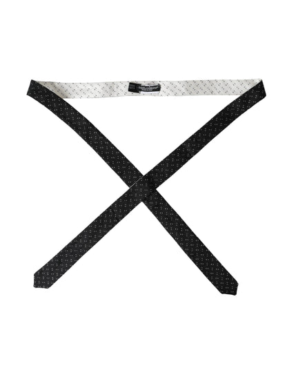 Dolce &amp; Gabbana Black White Patterned Adjustable Tie