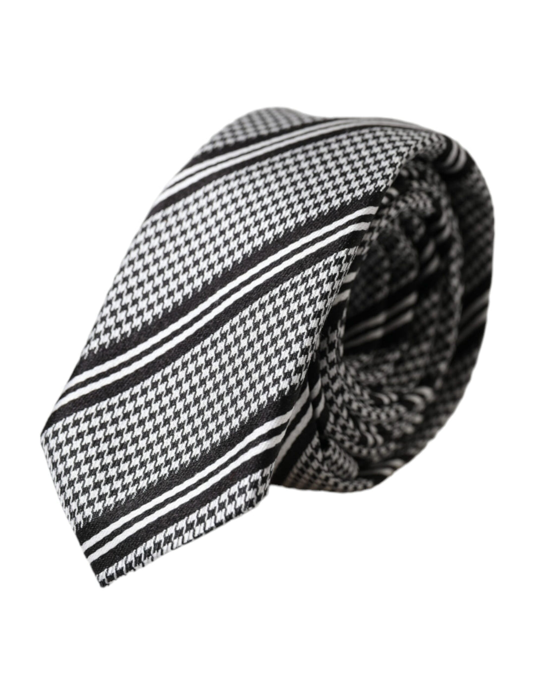 Dolce &amp;amp; Gabbana Svartvita Randiga Justerbara Sidenslips