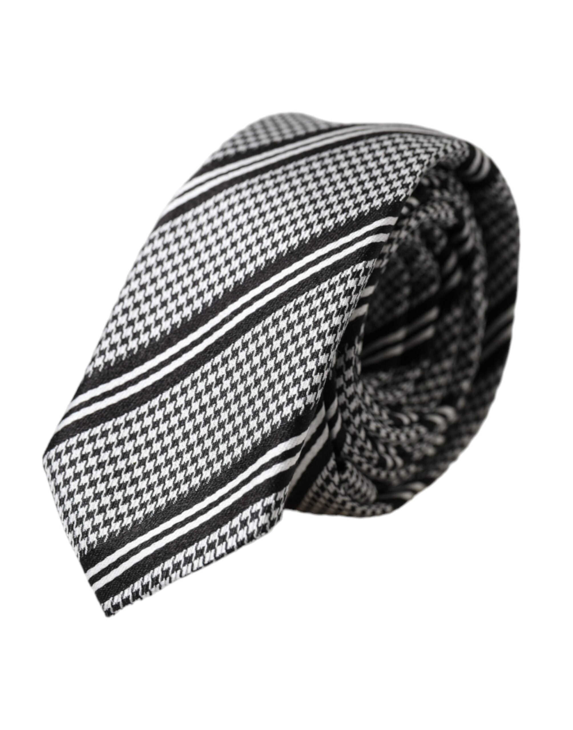 Dolce &amp;amp; Gabbana Svartvita Randiga Justerbara Sidenslips
