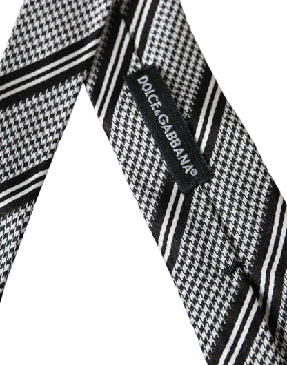 Dolce &amp;amp; Gabbana Svartvita Randiga Justerbara Sidenslips