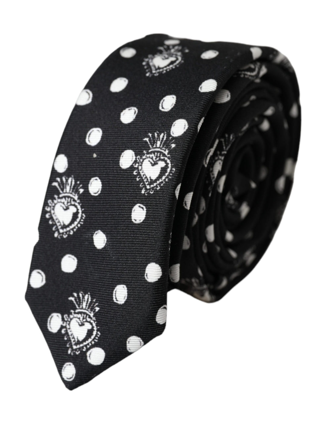 Dolce &amp;amp; Gabbana Svart Hjärtprickig Justerbar Slips