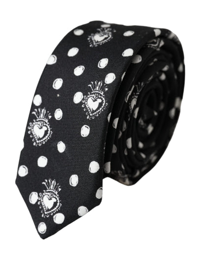 Dolce &amp;amp; Gabbana Svart Hjärtprickig Justerbar Slips
