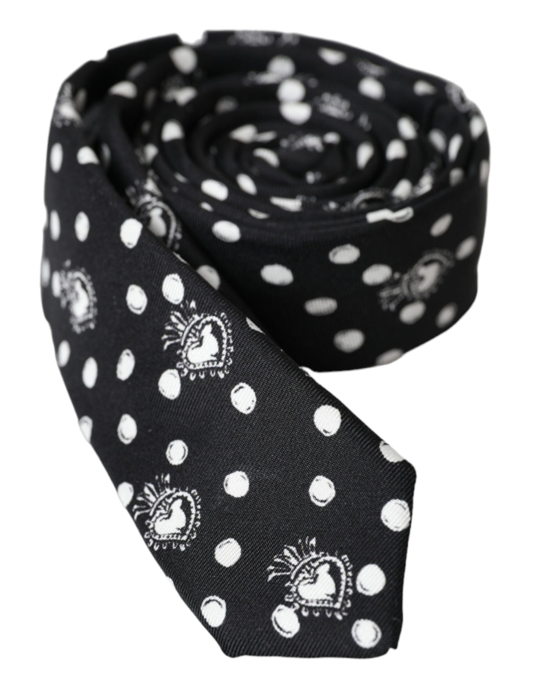 Dolce &amp;amp; Gabbana Svart Hjärtprickig Justerbar Slips