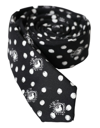 Dolce &amp;amp; Gabbana Svart Hjärtprickig Justerbar Slips