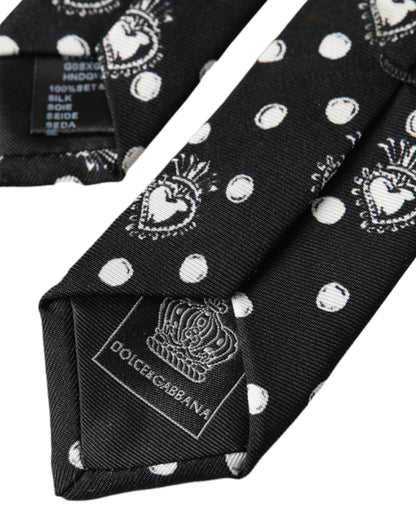 Dolce &amp;amp; Gabbana Svart Hjärtprickig Justerbar Slips