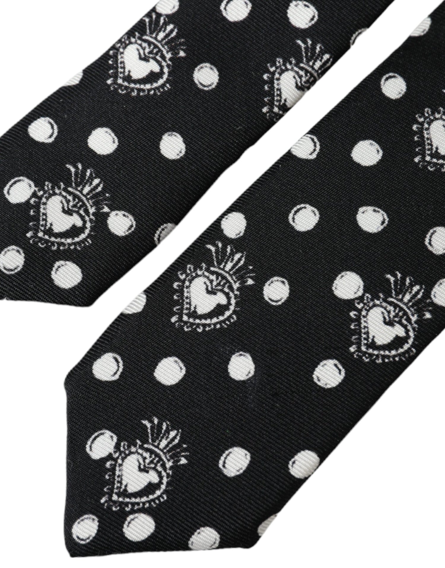 Dolce &amp;amp; Gabbana Svart Hjärtprickig Justerbar Slips