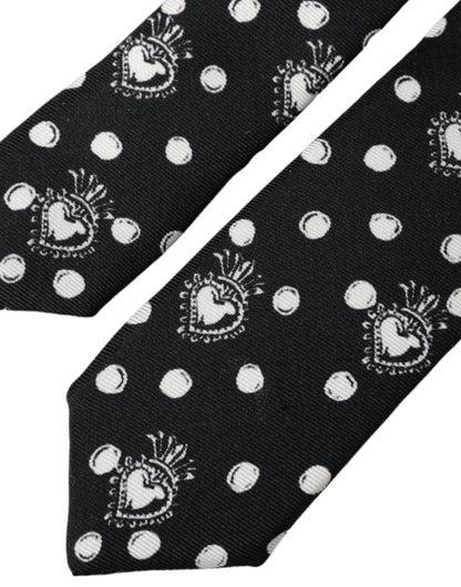 Dolce &amp;amp; Gabbana Svart Hjärtprickig Justerbar Slips