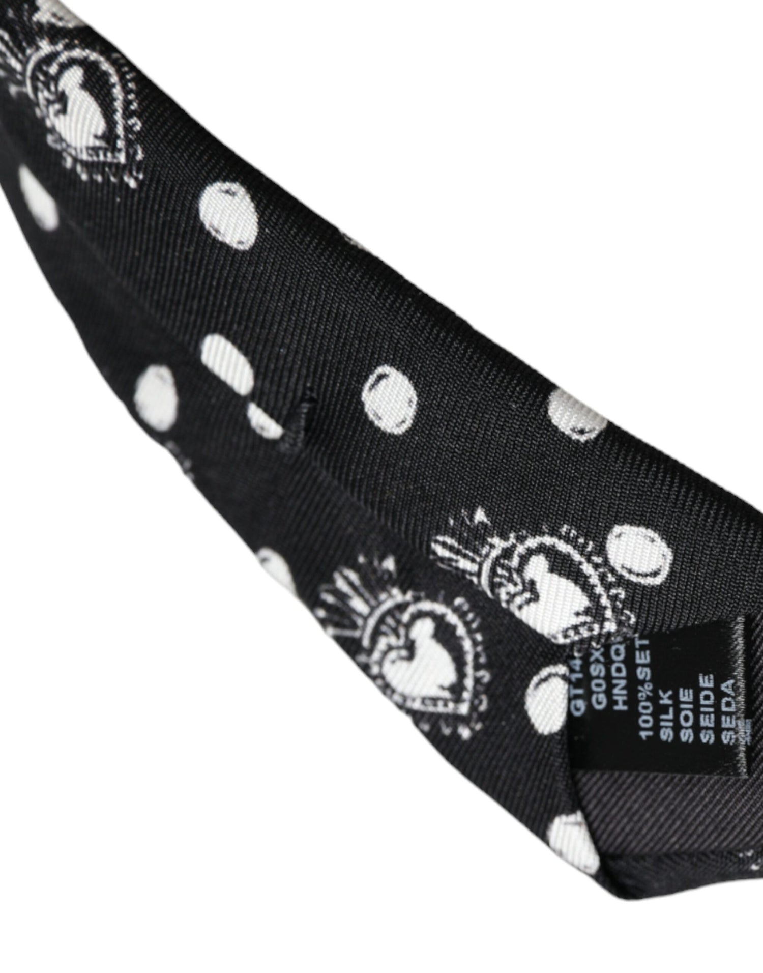 Dolce &amp;amp; Gabbana Svart Hjärtprickig Justerbar Slips