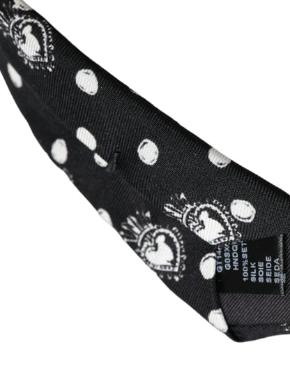 Dolce &amp;amp; Gabbana Svart Hjärtprickig Justerbar Slips