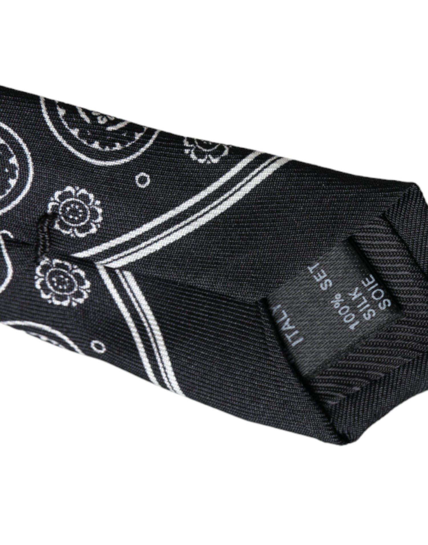 Dolce &amp; Gabbana Black Patterned 100%Silk Adjustable Tie