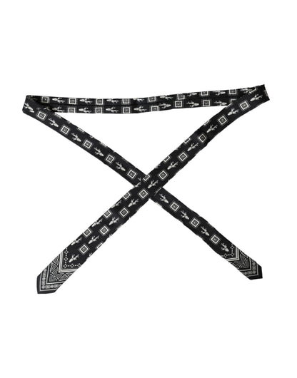 Dolce &amp; Gabbana Black Patterned 100%Silk Adjustable Tie