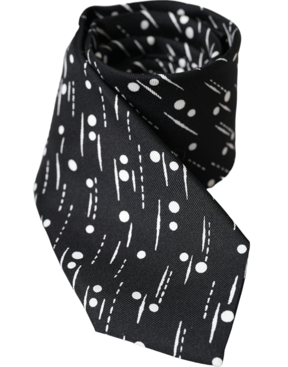 Dolce &amp;amp; Gabbana Svartprickig Justerbar Slips i 100 % Siden