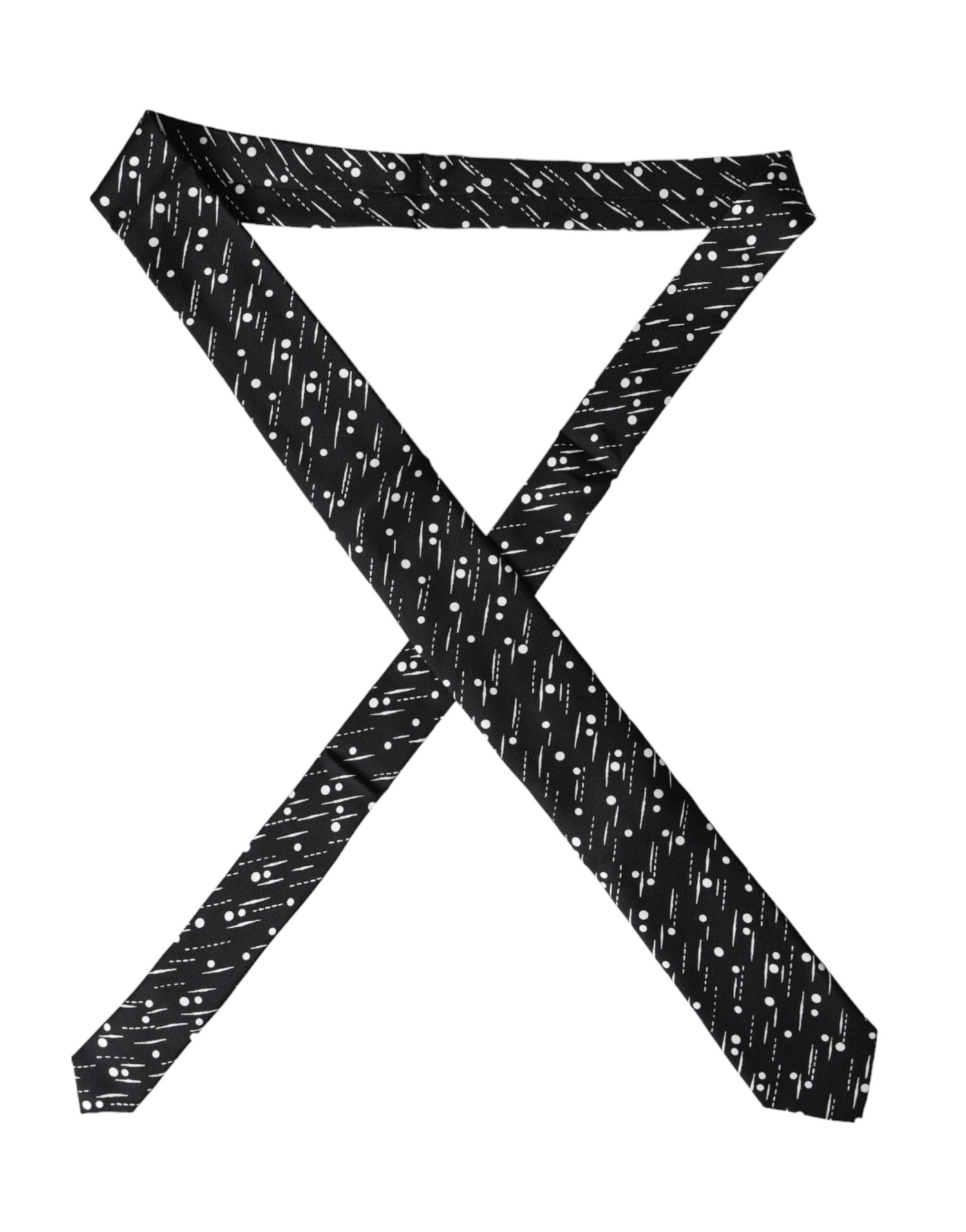 Dolce &amp;amp; Gabbana Svartprickig Justerbar Slips i 100 % Siden