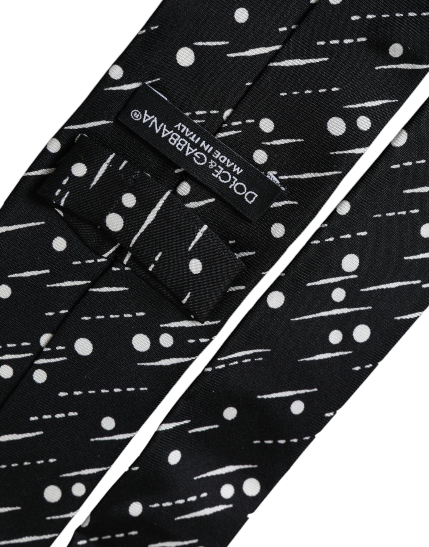 Dolce &amp;amp; Gabbana Svartprickig Justerbar Slips i 100 % Siden