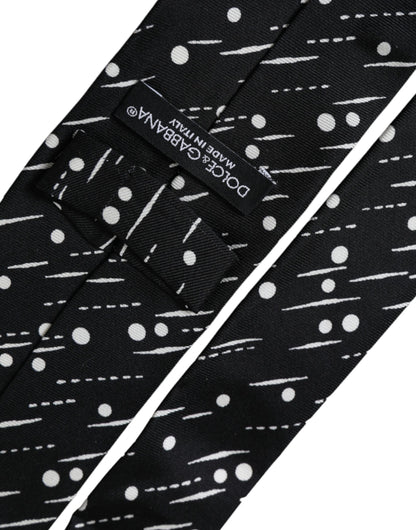 Dolce &amp;amp; Gabbana Svartprickig Justerbar Slips i 100 % Siden