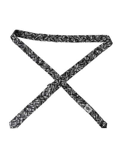 Dolce &amp;amp; Gabbana Svart Trumpet Print Justerbar Sidenslips