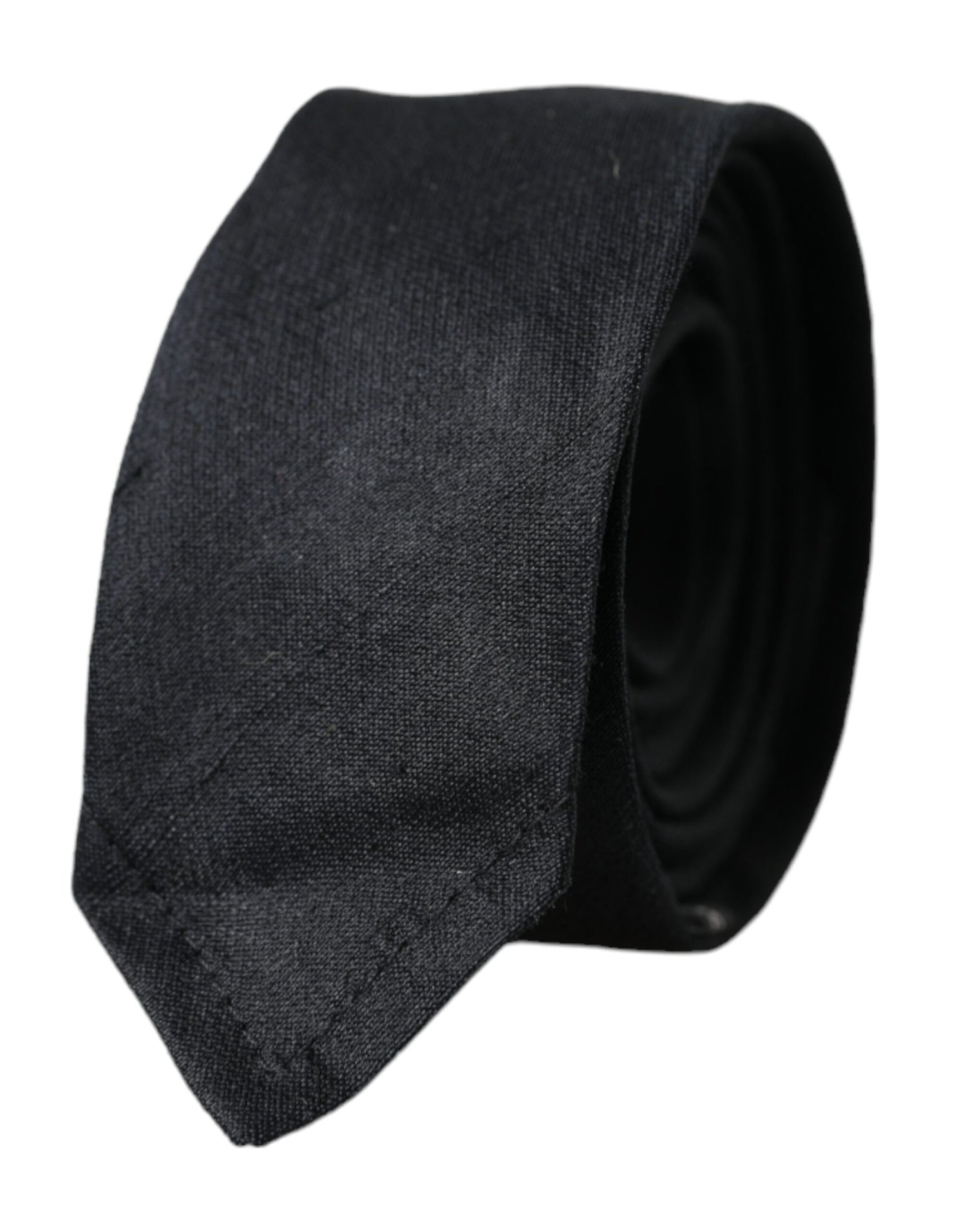 Dolce &amp;amp; Gabbana Svart Enfärgad Justerbar Slips i 100 % Siden
