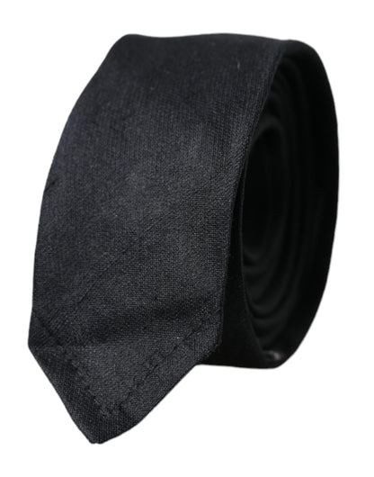 Dolce &amp;amp; Gabbana Svart Enfärgad Justerbar Slips i 100 % Siden