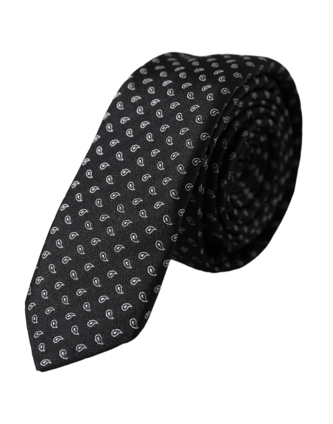 Dolce &amp;amp; Gabbana Svart Jacquardmönstrad Justerbar Sidenslips Herr