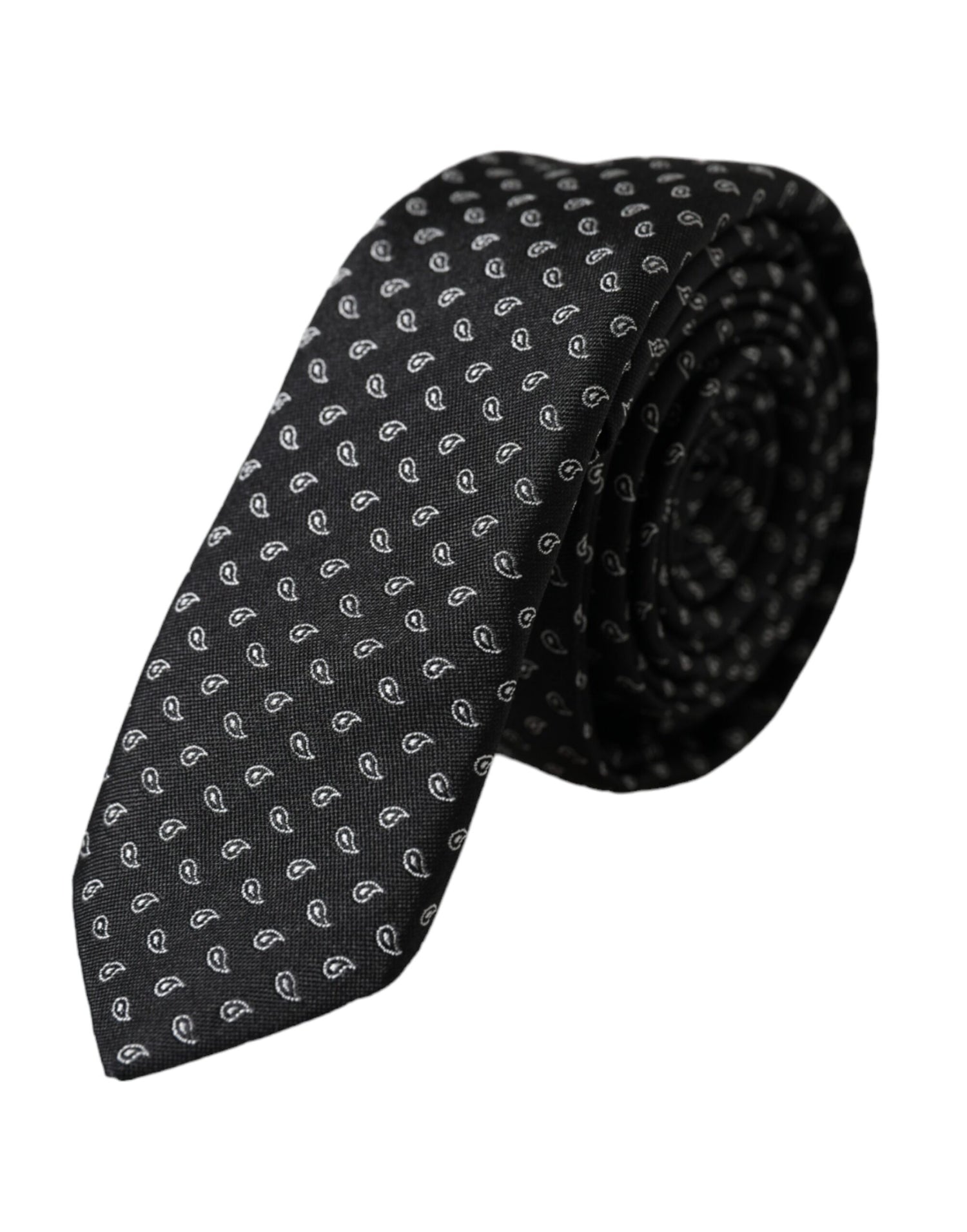 Dolce &amp;amp; Gabbana Svart Jacquardmönstrad Justerbar Sidenslips Herr