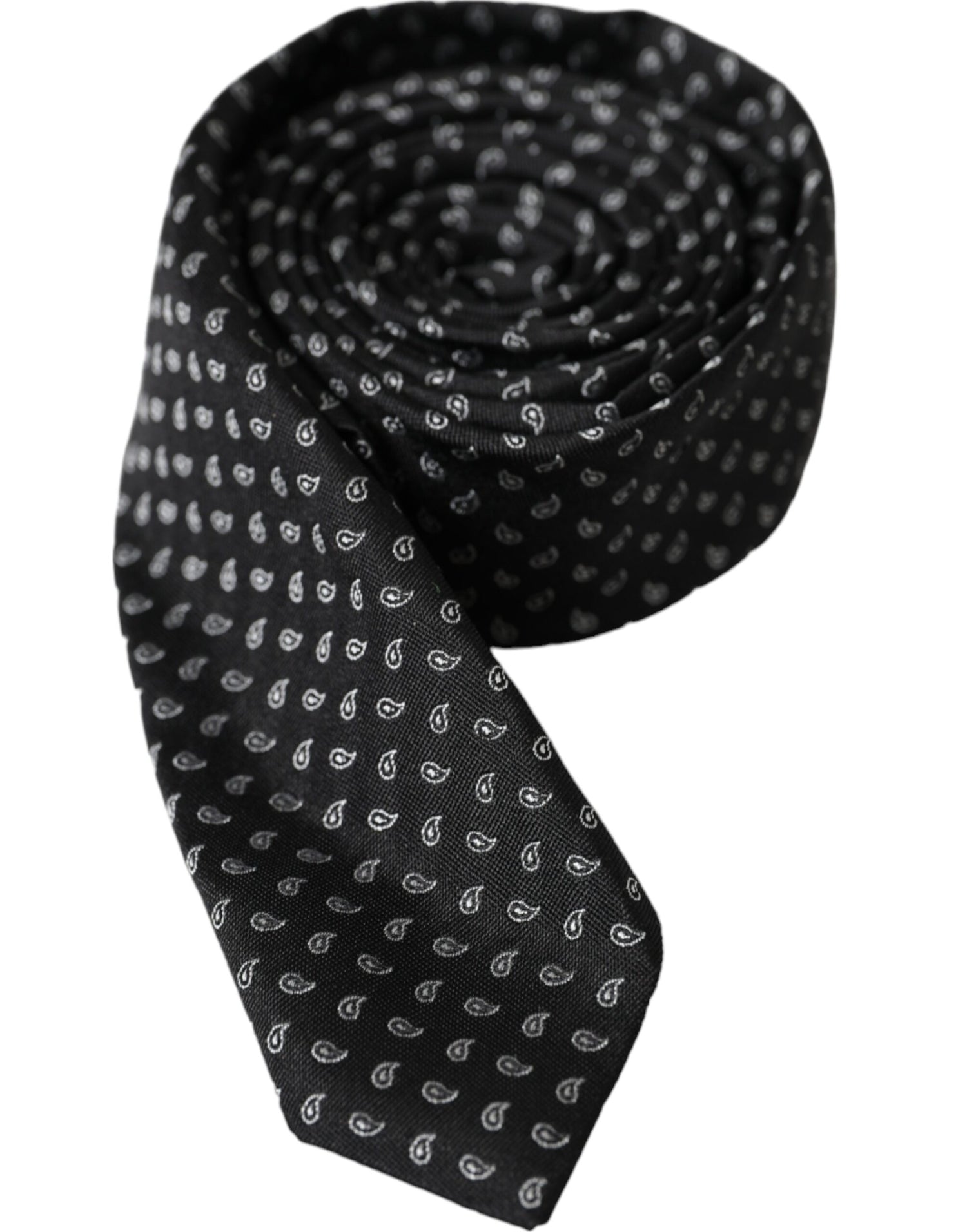 Dolce &amp;amp; Gabbana Svart Jacquardmönstrad Justerbar Sidenslips Herr