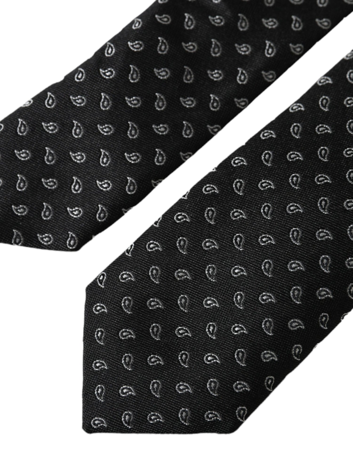 Dolce &amp;amp; Gabbana Svart Jacquardmönstrad Justerbar Sidenslips Herr
