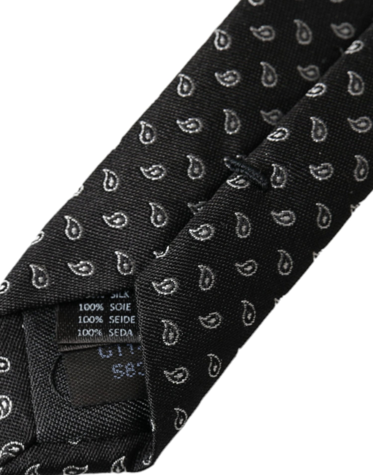 Dolce &amp;amp; Gabbana Svart Jacquardmönstrad Justerbar Sidenslips Herr