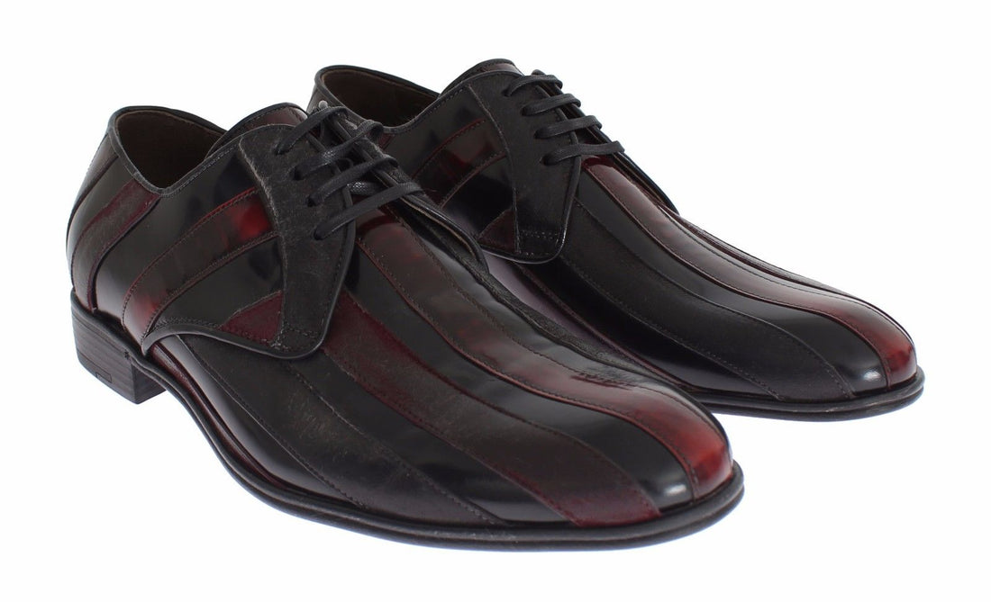 Dolce &amp;amp; Gabbana Svarta Bordeaux Läderklädselskor